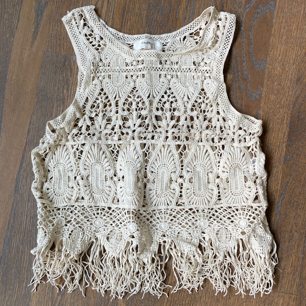 Cream Crochet Tank Top